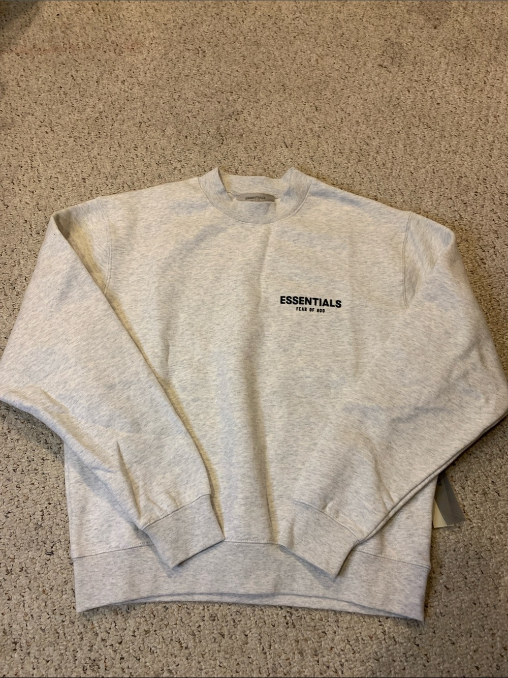ESSENTIALS Light Gray Crewneck Sweatshirt with Chest Logo